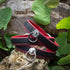 SiaLinda: Halsband echtes Elch Leder, zweifarbig, schwarz / rot, 2 Größen, 2 O-Ringe, 20mm breit - SiaLinda.com
